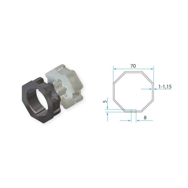 Adattatore Per Tubo Ottagonale Tm2 Ad45 - Octo 70 1Pc FAAC A4505_0502S