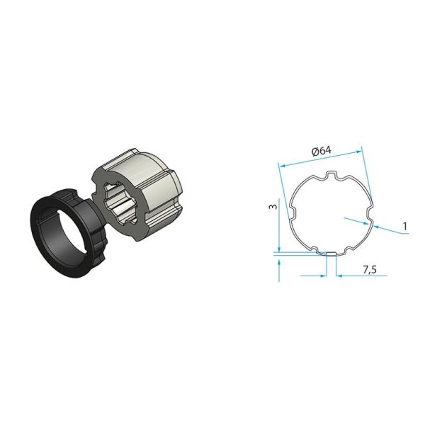 Adattatore Per Tubo Tm2 Ad45 - Zf 64 1Pc FAAC A4505_0509S