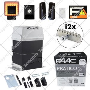 FAAC 746 PRATICO KIT Con Cremagliera Zincata Per Automazione Cancello Scorrevole