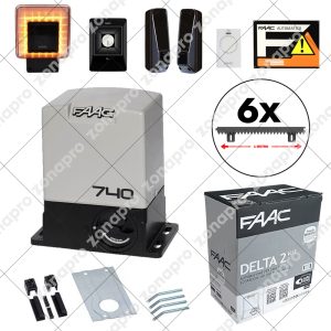 FAAC 740 DELTA 2 KIT 500kg Con Cremagliera Nylon Automazione Cancello Scorrevole