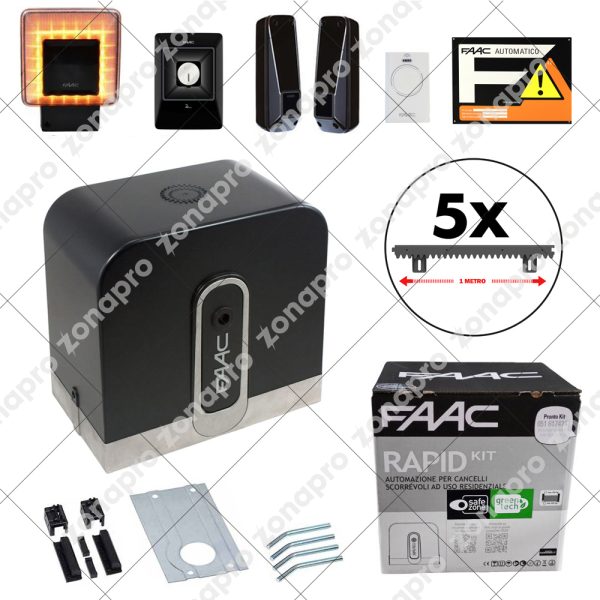 FAAC C720 RAPID KIT 400kg Con Cremagliera Nylon Automazione Cancello Scorrevole
