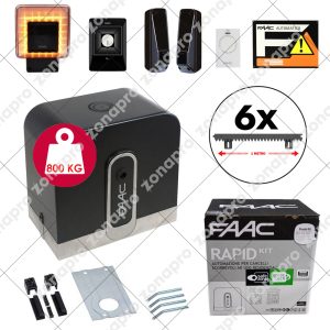 FAAC C721 RAPID KIT 800kg 24v Cremagliera Nylon Automazione Cancello Scorrevole