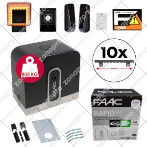 FAAC C721 RAPID KIT 800kg 24v Cremagliera Nylon Automazione Cancello Scorrevole