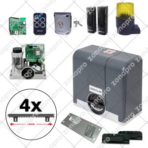 Kit FAAC GENIUS Automazione Cancello Scorrevole BLIZZARD 400kg 24v Cremagliera