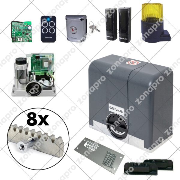 Kit FAAC GENIUS Automazione Cancello Scorrevole BLIZZARD 900kg 230v Cremagliera