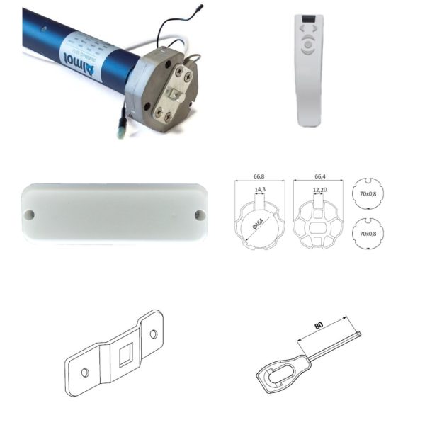 Kit Motore Centrale Sensore Vento Telecomando Tenda Tende Sole ALMOT SUN130MDS