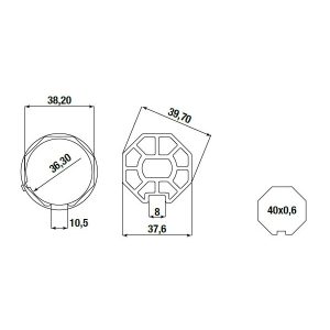 Adattatore Ottagonale Ø 40 Mm Per Tapparella ALMOT Y231