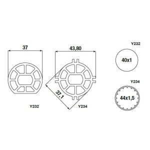 Adattatore Rotondo Ø 44 Mm Per Tapparella ALMOT Y234