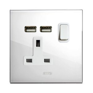 Presa 13A Interr. 2P Usb Bianca 2M AVE BS10972PUBL
