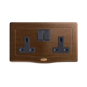 2 Prese 13A+Interr.2P Legno 4M AVE BS20972PNOC