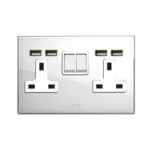 2 Prese 13A Interr. 2P+Usb Bianca4M AVE BS20972PUBL