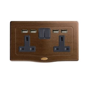 2 Prese 13A Interr. 2P+Usb Legno 4M AVE BS20972PUNOC