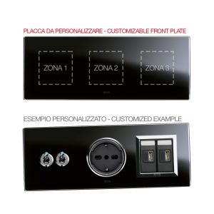 Placca Mult.Pers.Vetro Nero 2+2+2M AVE 44PV26NAL-XX