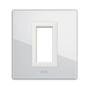 Placca Vera44 Vetro Bianca 1M AVE 44PV21BL