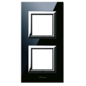 Placca Vera44 Vetro Nero Assol.2+2M AVE 44PV24NAL