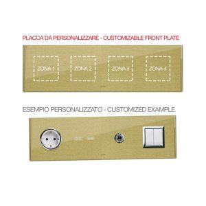 Placca Mult.Pers.Vetro Oro 2+2+2+2M AVE 44PV28GOLD-XX