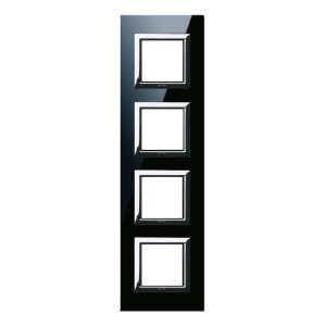 Placca Vera44 Vetro Nero 2+2+2+2M AVE 44PV28NAL