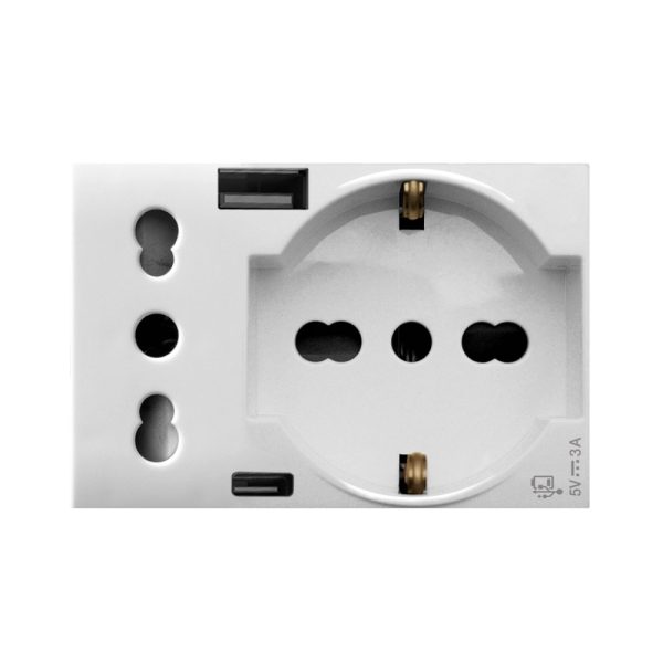 Presa Schuko+Ita+Usb A/C Domus 3M AVE 44109015USB