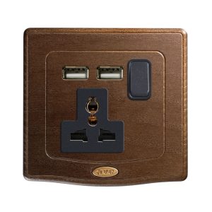 Presa 13A Mstd+Int. 1P+Usb Legno 2M AVE BS1059TSUNOC