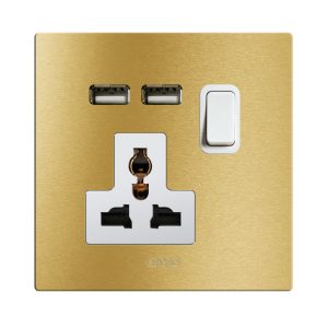 Presa 13A Mstd+Inter. 1P+Usb Oro 2M AVE BS1059TSUORO