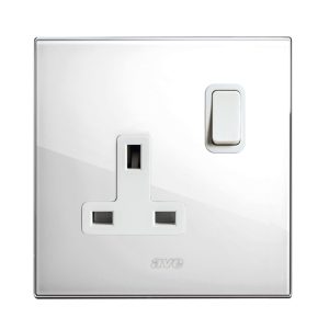 Presa 13A+Interr.2P Vetro Bianco 2M AVE BS10972PBL