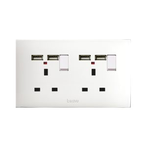 Doppia Presa Ing+Int+N+Usb 13A 2P4M AVE BSN21097/2PNU