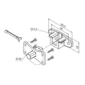Perno Quadro 10 Mm - Staffa a Sella Con Interasse 44 Mm NICE 525.10062