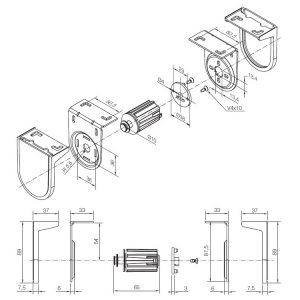 Kit Supporti Bianchi Interasse 55 Mm Per Motori 35 Mm Max 3 Nm NICE 525.40001