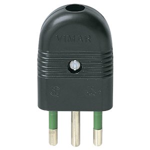 Spina 2P+T 10A Assiale Nero VIMAR 01021