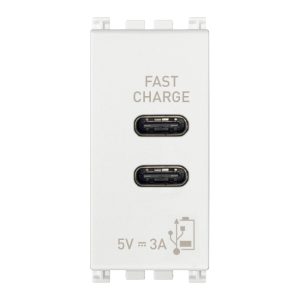 Alimentatore Usb C+C 5V 3A 1M Bianco VIMAR 19292.CC.B