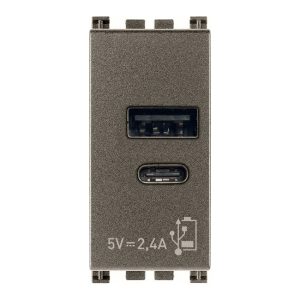 Alimentatore Usb A+C 5V 2,4A 1M Metal VIMAR 19292.AC.M