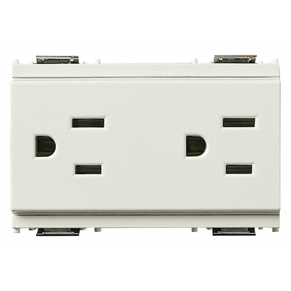 Due Prese 2P+T 15A Usa+Saso Bianco VIMAR 16246.B
