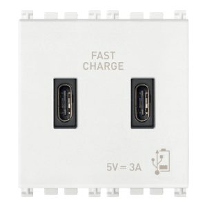 Alimentatore Usb C+C 5V 3A 2M Bianco VIMAR 19295.CC.B