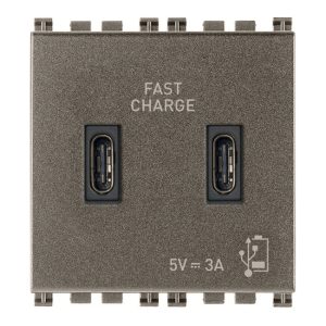 Alimentatore Usb C+C 5V 3A 2M Metal VIMAR 19295.CC.M