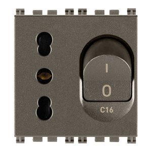 Presa 2P+T 16A P17/11 Intb+Mt C16 Metal VIMAR 19273.M