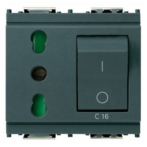 Presa 2P+T 16A P17/11 Intb+Mt C16 Grigio VIMAR 16273