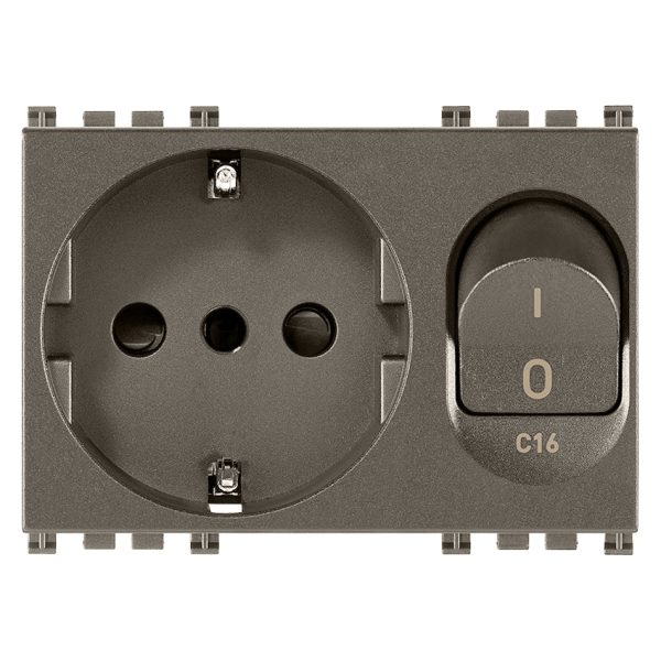 Presa 2P+T 16A P30 Intb+Mt C16 Metal VIMAR 19276.M