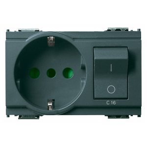 Presa 2P+T 16A P30 Intb+Mt C16 Grigio VIMAR 16276
