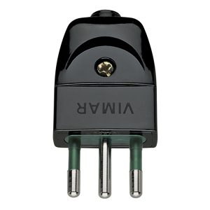 Spina 2P+T 10A S11 Assiale Nero VIMAR 00201