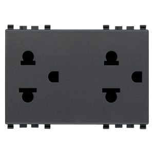 Due Prese Sicury 2P+T 16A Usa+Eu Grigio VIMAR 20249
