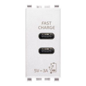 Alimentatore Usb C+C 5V 3A 1M Bianco VIMAR 20292.CC.B