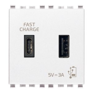 Alimentatore Usb A+C 5V 3A 2M Bianco VIMAR 20295.AC.B