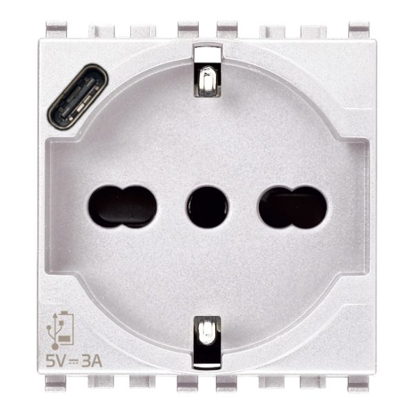 Presa 2P+T 16A Universale + Usb C Bianco VIMAR 20210.USB.B