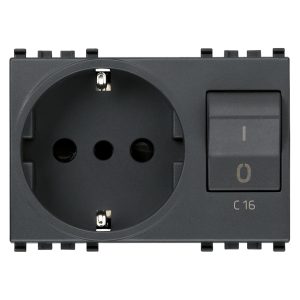 Presa 2P+T 16A P30 Intb+Mt C16 Grigio VIMAR 20276