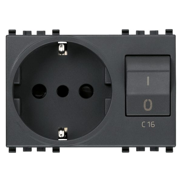 Presa 2P+T 16A P30 Intb+Mt C16 Grigio VIMAR 20276