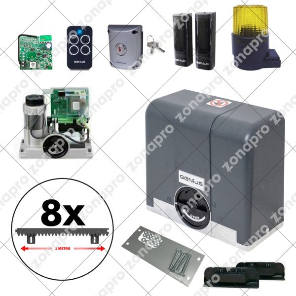 Kit FAAC GENIUS Automazione Cancello Scorrevole BLIZZARD 400kg 24v Cremagliera