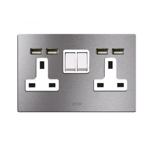 2Prese Inter.13A 2P+Usb All.Nat. 4M AVE BS20972PUALS