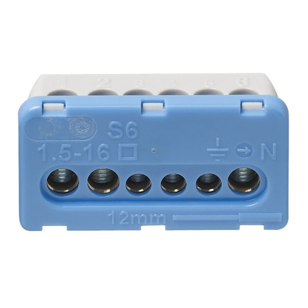 Morsettiera 6 Fori Centr. Estetico Blu VIMAR V53552