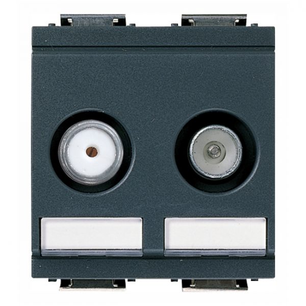 Presa Tv-Rd-Sat Passante 2 Uscite Grigio VIMAR 17067.10