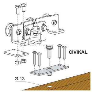 Kit Attacco Anta In Legno CIVIK DITEC ENTREMATIC CIVIKAL Per Porta Automatica